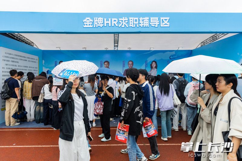 下雨没有减少求职者的热情。