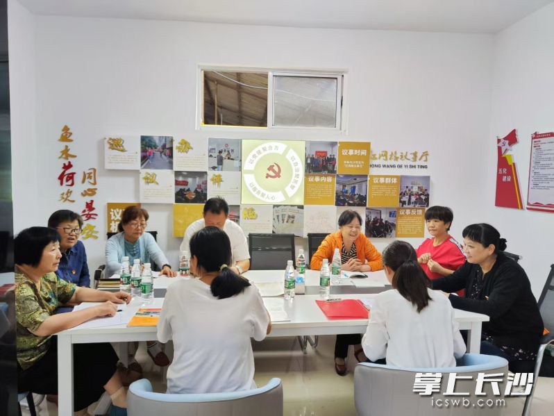 荷晏社区“红网格议事厅”每月定期召开议事会。 均为通讯员供图