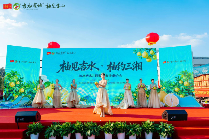 “柚见吉水·柚约三湘”2025吉水井冈蜜柚（长沙）推介会在湖南长沙红星全球农批中心举行。
