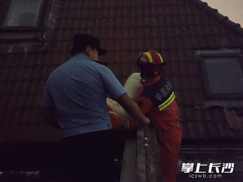 消防成功救下轻生女子。 长沙晚报通讯员 罗霜操 摄 消防成功救下轻生女子。 长沙晚报通讯员 罗霜操 摄