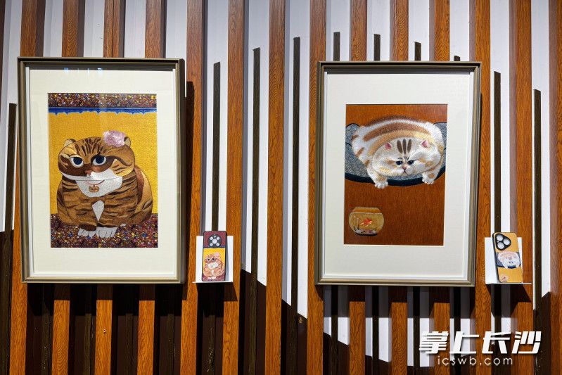 系列作品“我是猫”以毛针细腻表现猫咪蓬松柔软的毛发层次。 均为长沙晚报全媒体记者刘攀摄 系列作品“我是猫”以毛针细腻表现猫咪蓬松柔软的毛发层次。 均为长沙晚报全媒体记者刘攀摄