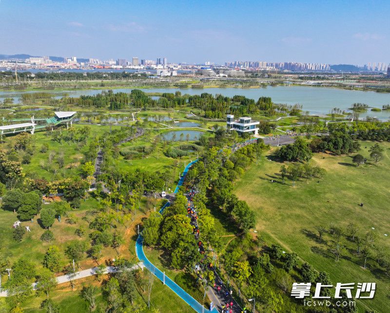 选手们你追我赶的场面与湖面粼粼波光交相辉映。 选手们你追我赶的场面与湖面粼粼波光交相辉映。