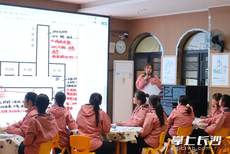 各小组老师讲述自己的规划意图、材料投放及发展价值。 各小组老师讲述自己的规划意图、材料投放及发展价值。