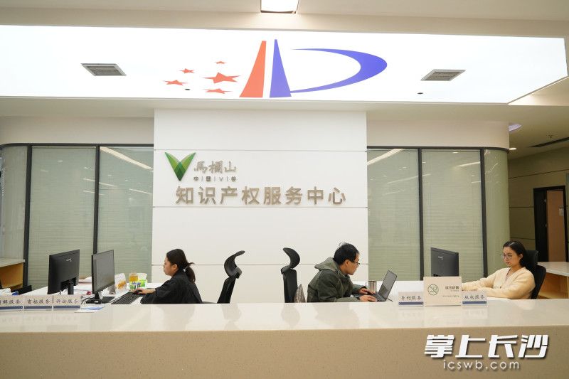 设立在马栏山企业和人才服务中心的知识产权服务窗口。 均为长沙晚报全媒体记者尹昊天摄