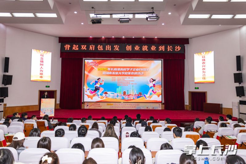 4日，长沙市“背起双肩包出发 创业就业到长沙”政策宣讲活动走进湖南农业大学。 均为长沙晚报全媒体记者陈焕明、通讯员杨思睿摄
