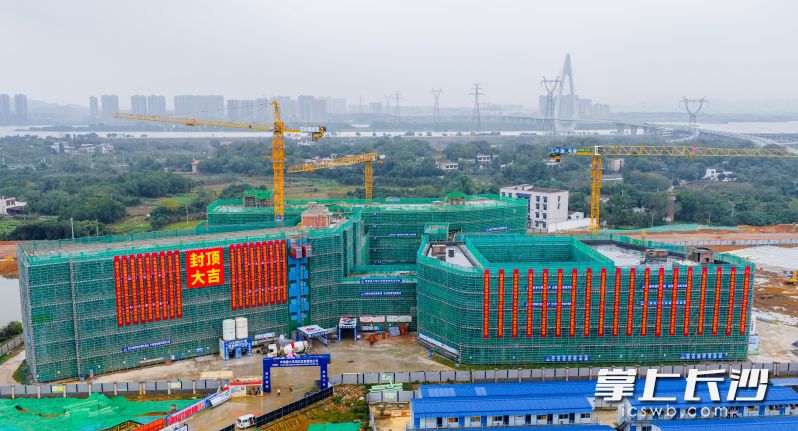 湖南师大附中大泽湖校区初中部项目顺利完成主体结构封顶。均为通讯员龙宇 供图