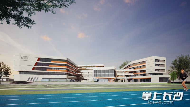 湖南师大附中大泽湖校区初中部体育馆效果图。