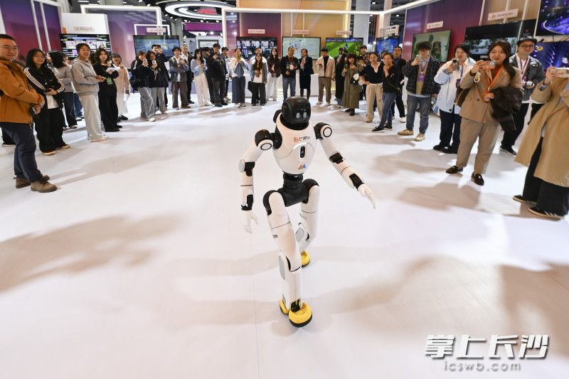 芒果TV机器人小炯调皮可爱，引众人围观。