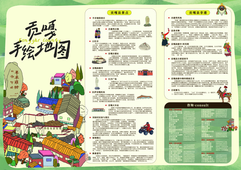 贡嘎县17处景点和非遗项目一图了然。