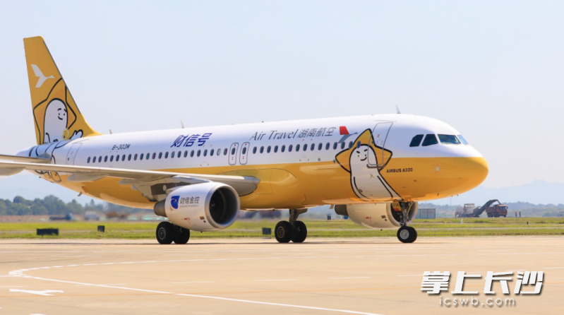 湖南航空“财信号”彩绘机。 均为资料图片 湖南航空“财信号”彩绘机。 均为资料图片