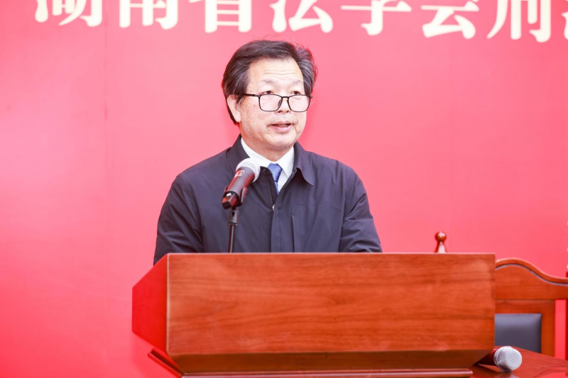 湖南省法学会刑法学研究会会长、中联重科副总裁孙昌军发言。长沙晚报通讯员 刘成坤供图