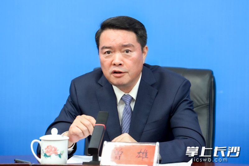 答记者问环节，马栏山视频文创园党工委书记曾雄介绍相关情况。长沙晚报全媒体记者 刘晓敏 摄