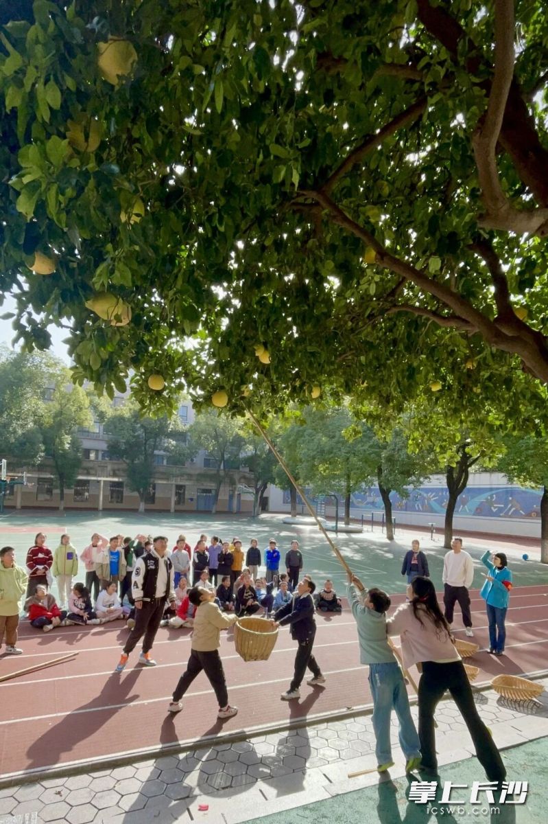 学校以“多学科融合促进学生创造思维的实践”为核心导向，将语文、数学、劳动、美术、体育等多学科知识巧妙融入趣味互动。 均为长沙晚报通讯员董琼摄