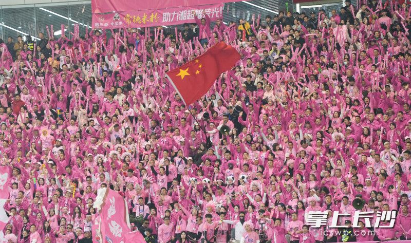 常德球迷区成为粉色的海洋。