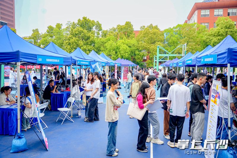 职引未来——2025年全国城市联合招聘高校毕业生春季专场活动走进湖南工商大学。市人社局供图 职引未来——2025年全国城市联合招聘高校毕业生春季专场活动走进湖南工商大学。市人社局供图