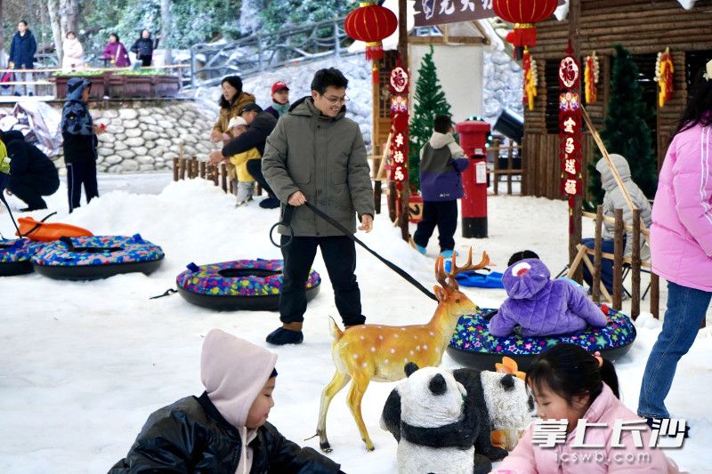 今日上午，石燕湖景区精心筹备的“雪戏星城”主题活动拉开帷幕，伴游客快乐过新年。均为长沙晚报全媒体记者 贺文兵 摄