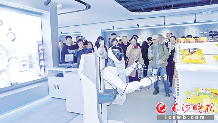 在湖南具身智能创新中心一楼展示区，一个由机器人主导的“未来世界”全景铺开。匡小娟 摄