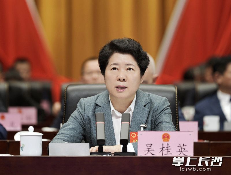 省委常委、市委书记吴桂英讲话。 长沙晚报全媒体记者 郭雨滴 摄