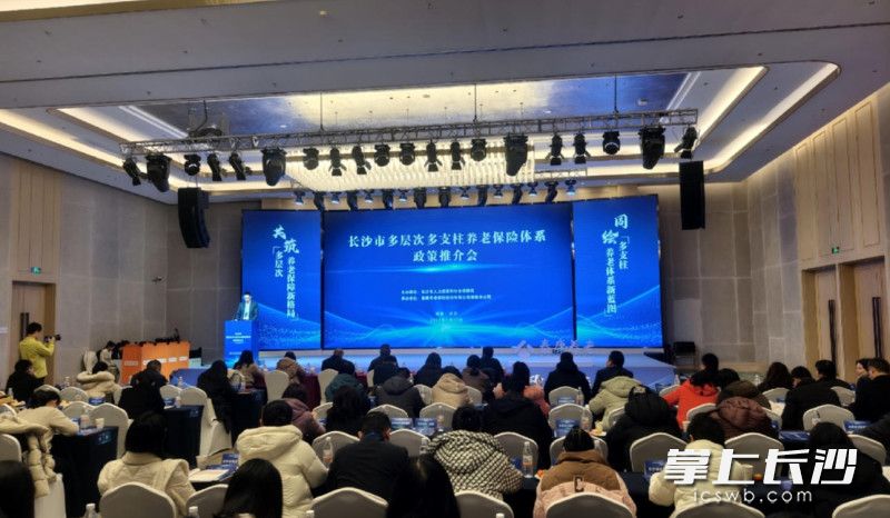 22日，由长沙市人社局主办的长沙市多层次多支柱养老保险体系政策推介会召开。 均为通讯员供图