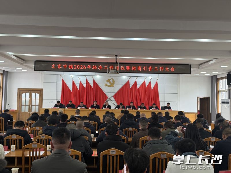 浏阳文家市镇经济工作会议暨招商引资工作大会现场。