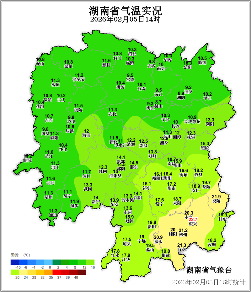 5日,14时,省内多数地区最高气温突破10℃。 省气象台供图 5日,14时,省内多数地区最高气温突破10℃。 省气象台供图