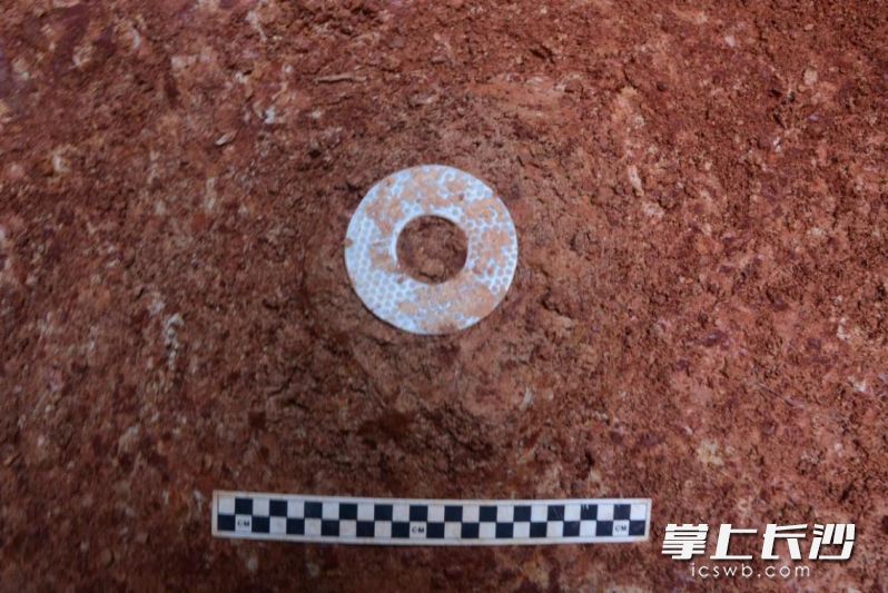 考古发现墓地玉环。