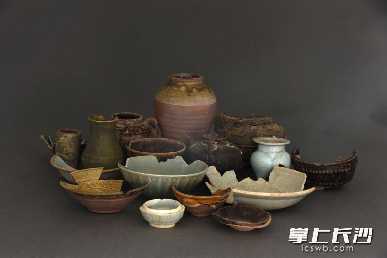 顺星桥考古工地出土的宋元瓷器。长沙晚报通讯员曹栋洋 供图