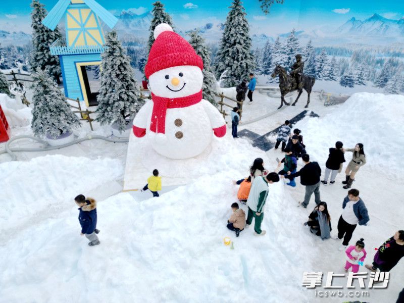 当天下午，游客在玩雪。
