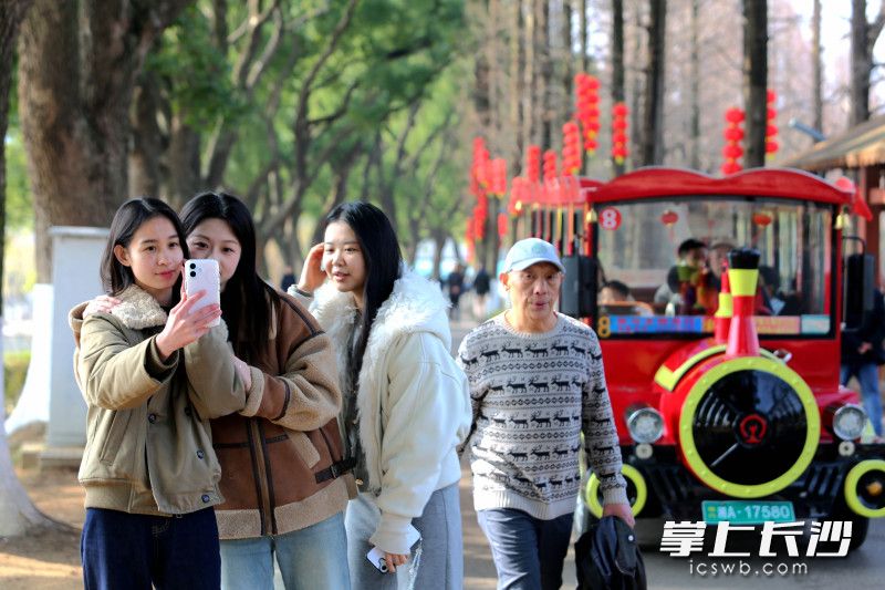 市民在烈士公园游园打卡。均为长沙晚报全媒体记者 贺文兵 摄