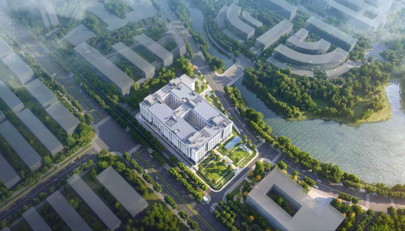 中南大学新校区智能科学与信息技术大楼项目鸟瞰效果图。