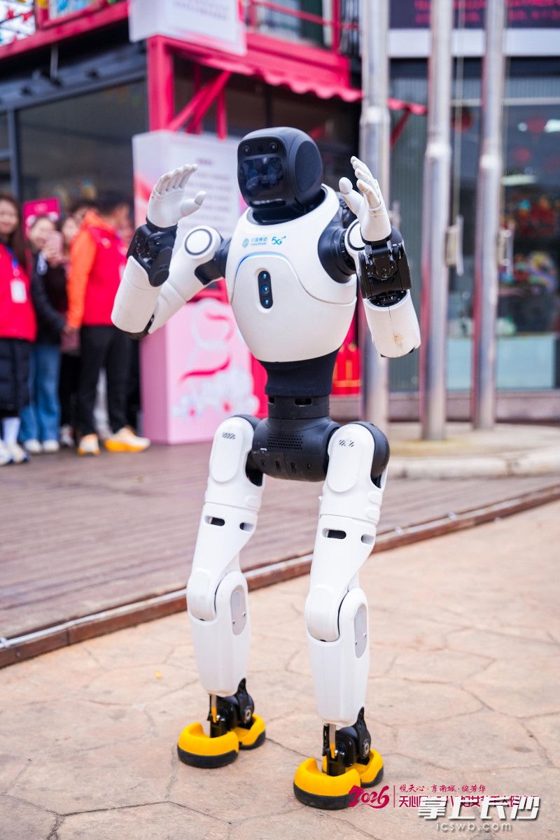 机器人现场互动。