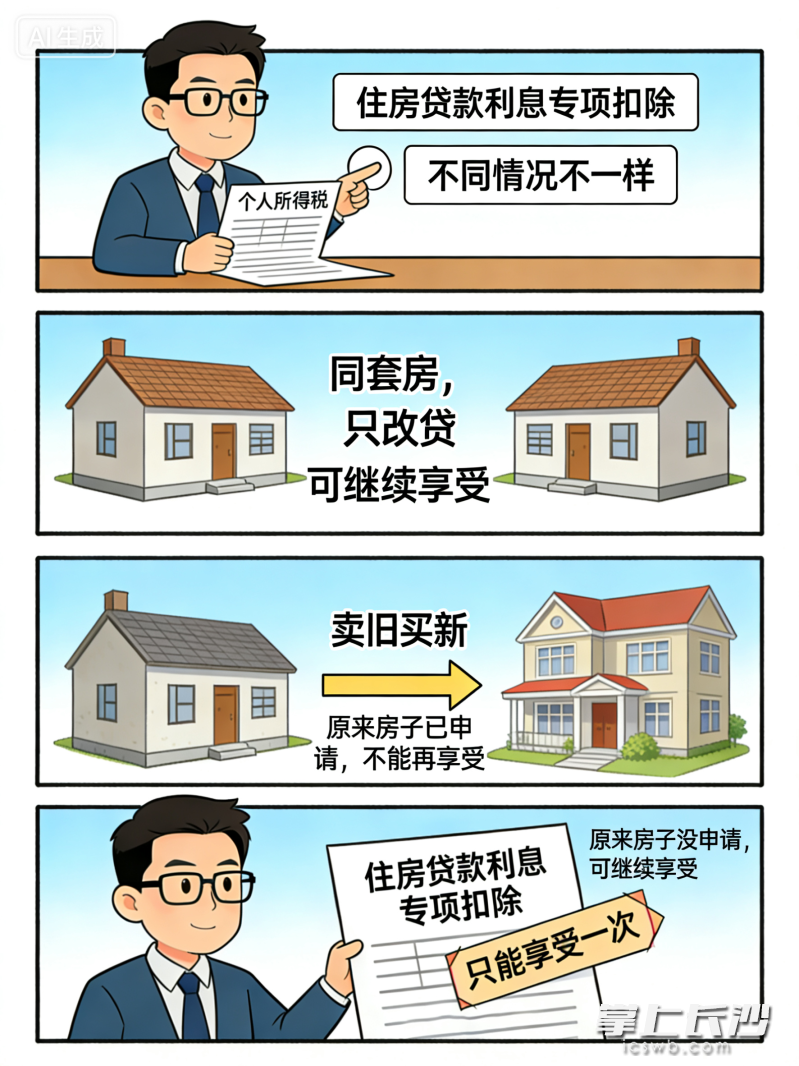 首套住房贷款利息专项扣除时，情况不同，处理方式也不一样。AI图片
