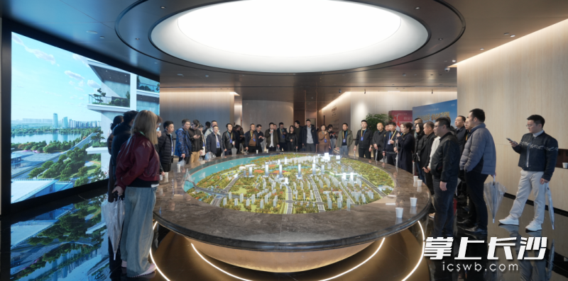 考察团在考察相关楼盘。