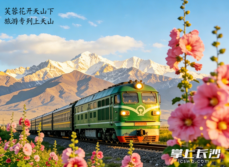 芙蓉花开天山下，旅游专列上天山。 均为长沙晚报通讯员汤志强供图