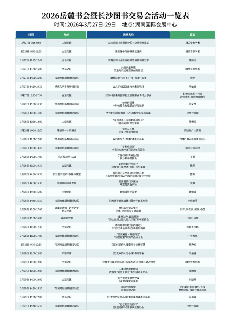 活动一览表 均为主办方 供图