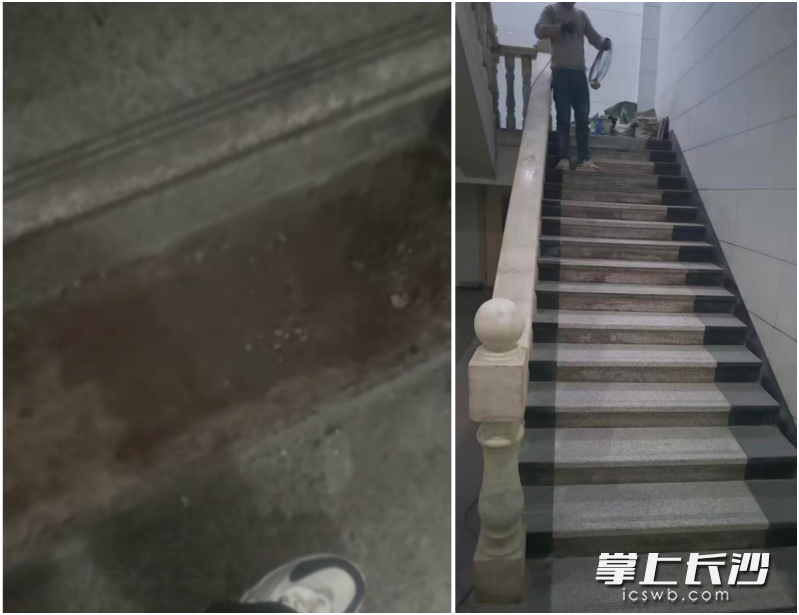 万家丽商场消防通道安全隐患修复前后对比图。 通讯员供图