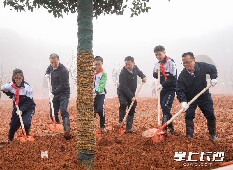3月25日，市委副书记、市长陈博彰等在职市级领导参加长沙市集中义务植树活动。 长沙晚报全媒体记者 邹麟 摄