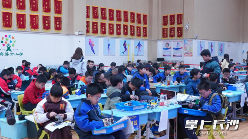 此次比赛吸引近200名中小学生参加,搭建起科创展示与交流平台。长沙晚报通讯员 颜海霞 摄 此次比赛吸引近200名中小学生参加,搭建起科创展示与交流平台。长沙晚报通讯员 颜海霞 摄
