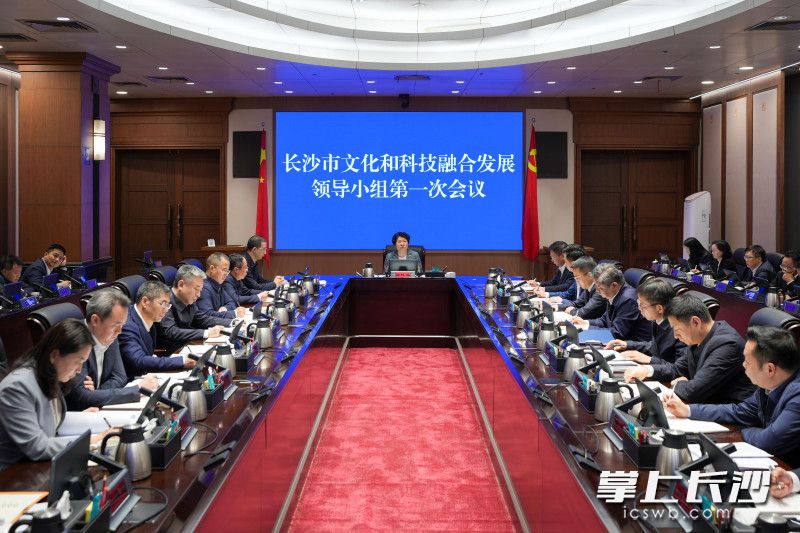 4月2日，省委常委、市委书记、市文化和科技融合发展领导小组组长吴桂英主持召开市文化和科技融合发展领导小组会议。 长沙晚报全媒体记者 郭雨滴 摄