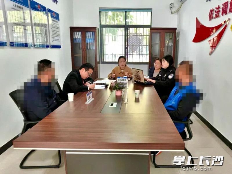 芙蓉区法院组织双方当事人进行调解。法院供图