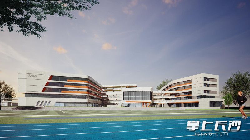 湖南师大附中大泽湖校区效果图。 湖南师大附中大泽湖校区效果图。