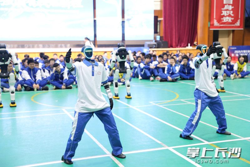 机器人身着博才校服惊艳亮相。均为长沙晚报通讯员 黄爱清 周艺雄 张红明 供图
