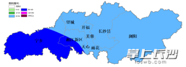 图为4月20日8时到21日8时累计降雨量（单位：毫米）。  均为长沙晚报通讯员 吴瑕供图
