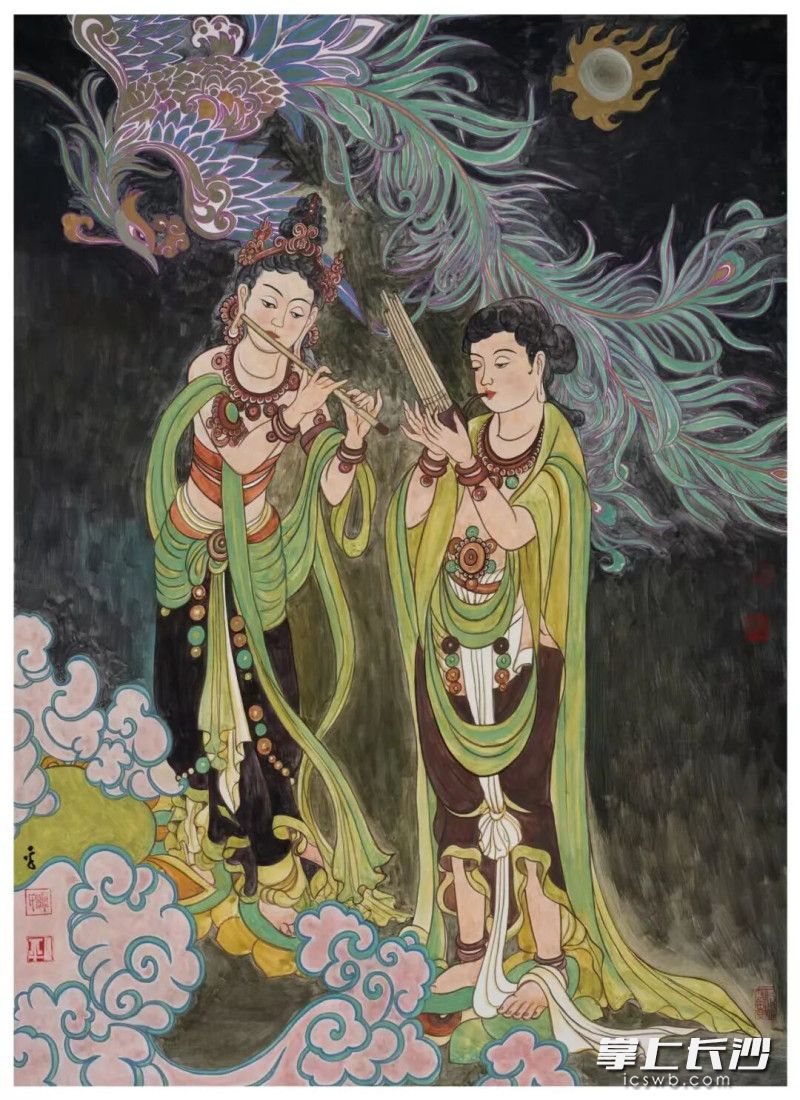 双伎乐 泥坯 100cm×73.5cm 2023年