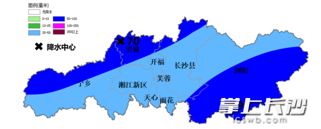 4月27日20时到28日20时降雨量预报图（单位：毫米）。长沙晚报通讯员  吴瑕 供图