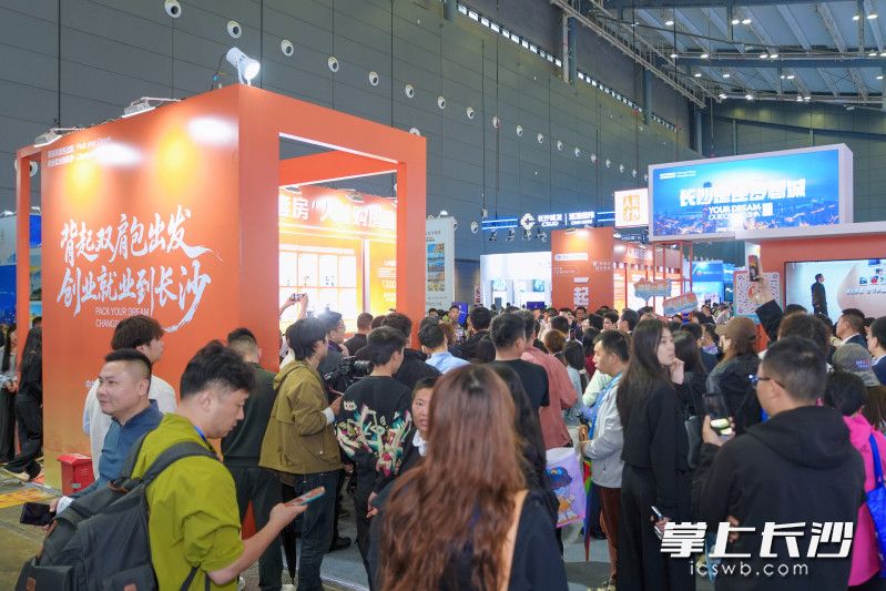 青年人才创业“双肩包”展区吸引众多市民前来打卡。均为长沙晚报全媒体记者邓迪摄