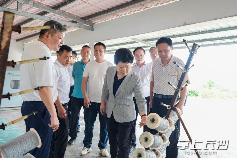 吴桂英来到金刚镇兴晟引线公司泰鑫工区。均为长沙晚报全媒体记者 郭雨滴 摄