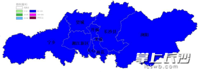 19日8时到20日8时预计累计降雨量（单位：毫米）。长沙晚报通讯员  吴瑕供图