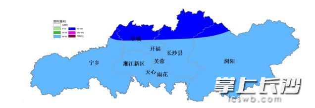 预计5月22日8时到23日8时累计降雨量（单位：毫米）。  长沙市气象台供图