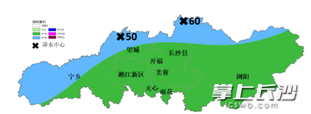 26日8时至27日8时降雨量预报图（单位：毫米）。  均为长沙晚报通讯员 吴瑕供图
